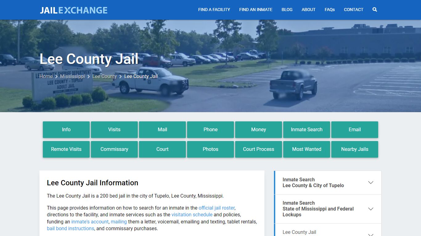 Lee County Jail, MS Inmate Search, Information
